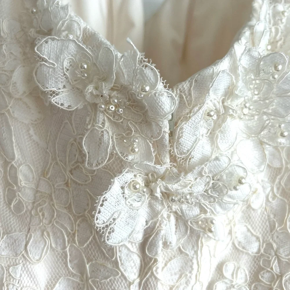 NWT Mikaella Bridal Light Ivory Lace Wedding Dress Size 6 - Picture 6 of 17